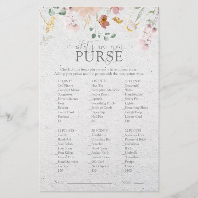 Lámina Rubor Pink Garden Flores Bridal Shower Juego de bo (Anverso)