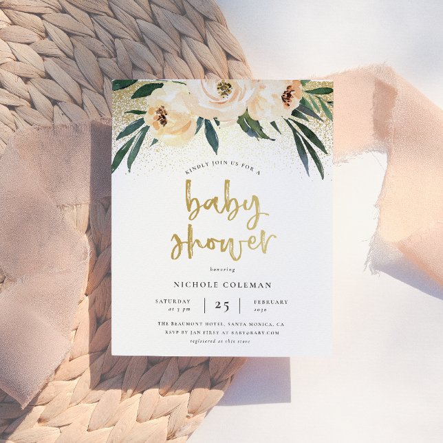 Lámina Rubor Pink & Gold Script Baby Shower (Subido por el creador)