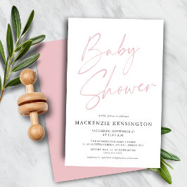Lámina Rubor Pink Simple Script Baby Shower de presupuest