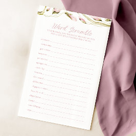 Lámina Rubor Watercolor Floral Bridal Word Scramble Game