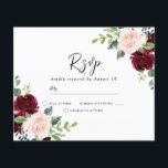 Lámina Rubor y Borgoña en una boda de presupuesto RSVP<br><div class="desc">Rubor y Borgoña en una invitación a RSVP por matrimonio presupuestal</div>