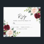 Lámina Rubor y Borgoña en una boda de presupuesto RSVP<br><div class="desc">Rubor y Borgoña en una invitación a RSVP por matrimonio presupuestal</div>