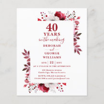 Ruby Budget 40° aniversario Boda Invitación floral
