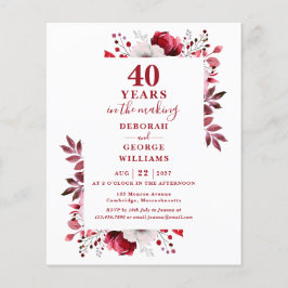 Lámina Ruby Budget 40° aniversario Boda Invitación floral