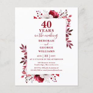Lámina Ruby Budget 40° aniversario Boda Invitación floral