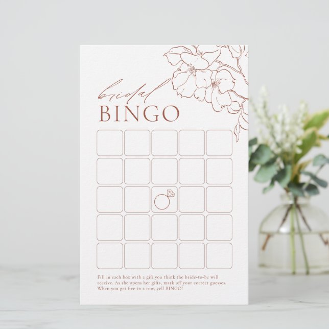 Lámina Rust elegante floral ducha de novia juego de bingo (Anverso de pie)