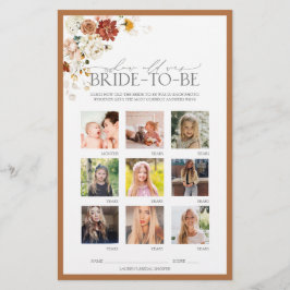 Lámina Rust Naranja Watercolor Floral Bridal Shower Game