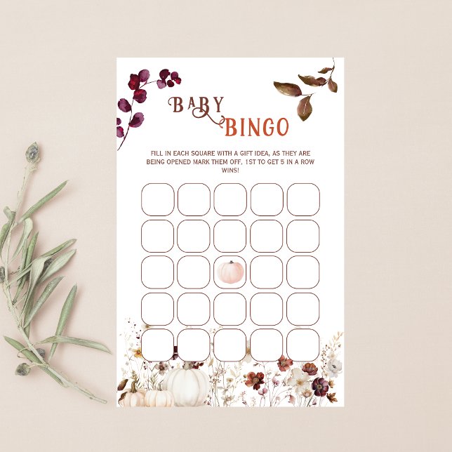 Lámina Rustic Autumn Floral Pumpkin Baby Bingo  (Subido por el creador)
