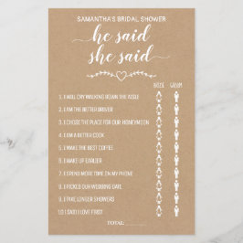 Lámina Rustic Dijo que dijo que se duchó un juego bilingü