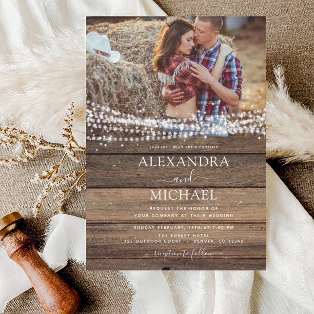 Lámina Rustic Farmhouse String Lights Photo Boda (Subido por el creador)