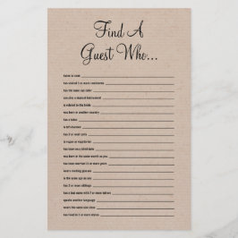 Lámina Rustic Find The Guest Bridal Shower Game