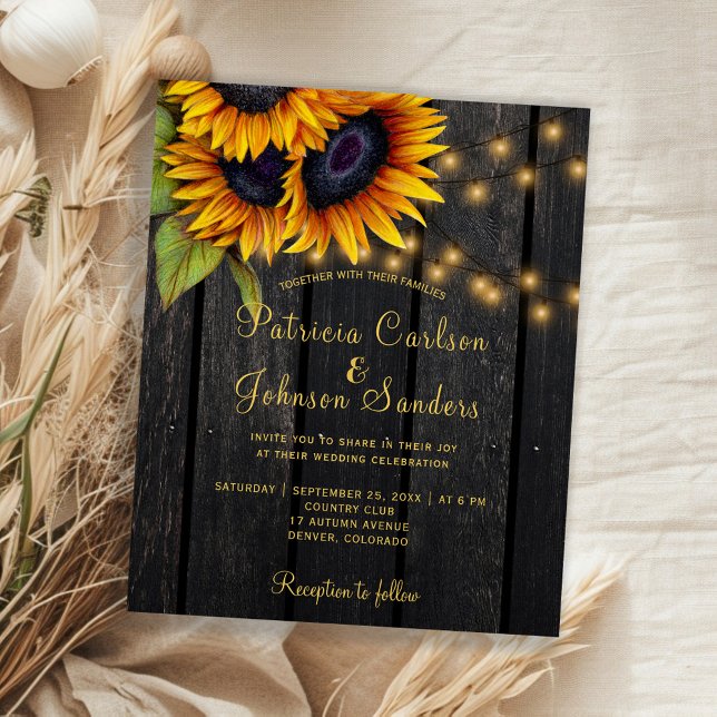 Lámina Rustic lights sunflower barn wood budget wedding (Subido por el creador)