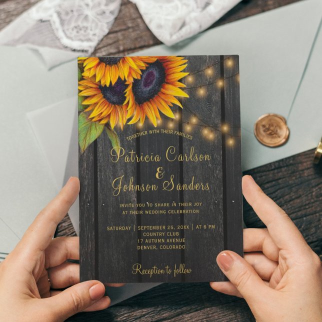 Lámina Rustic lights sunflower barn wood budget wedding (Subido por el creador)