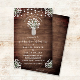 Lámina Rustic Mason Jar enciende invitación a matrimonio