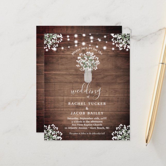 Lámina Rustic String ilumina la invitación a la boda de M (Anverso/Reverso In Situ)