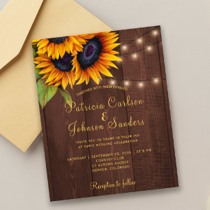 Lámina Rustic sunflower lights barn wood budget wedding