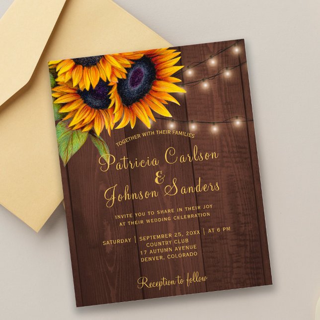 Lámina Rustic sunflower lights barn wood budget wedding (Subido por el creador)