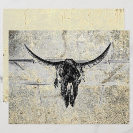Lámina Rustic Western Cow Skull Black Texpage