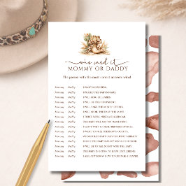 Lámina Rustic Western Mommy or Daddy Guess Who Said It