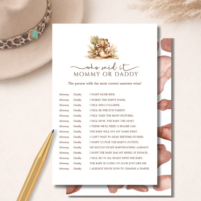 Lámina Rustic Western Mommy or Daddy Guess Who Said It (Subido por el creador)