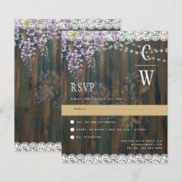 Lámina Rustic Wisteria Lace enciende boda de madera RSVP