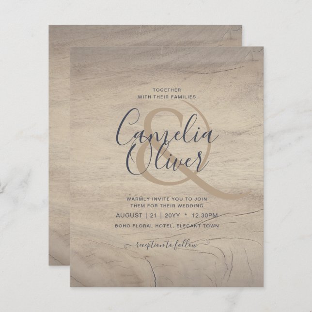 Lámina Rustic Wood look Typography Budget Boda