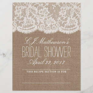 Lámina Rústica Burlap & Lace Bridal Shower Recipe Divider