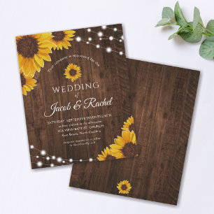 Lámina Rústica cuerda de girasol ilumina invitación de ma