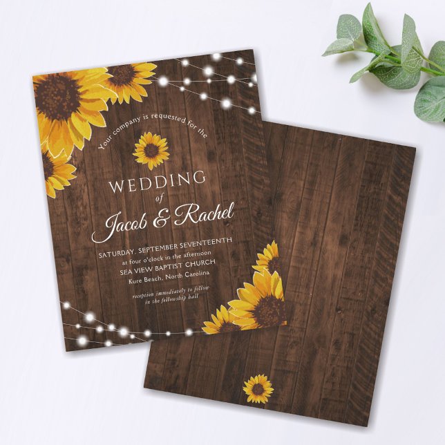 Lámina Rústica cuerda de girasol ilumina invitación de ma (Subido por el creador)