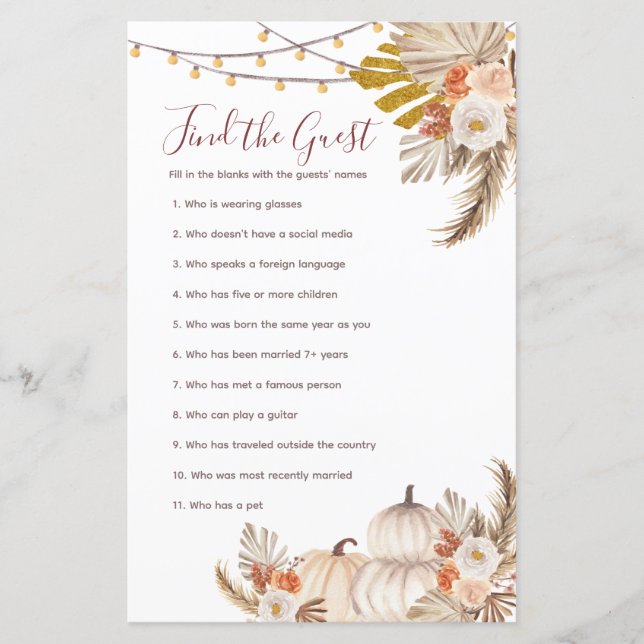 Lámina Rústica de calabaza de crema blanca Encuentra el j (Anverso)