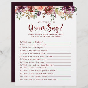 Lámina Rústica ducha de novias florales lo que dijo el Gr