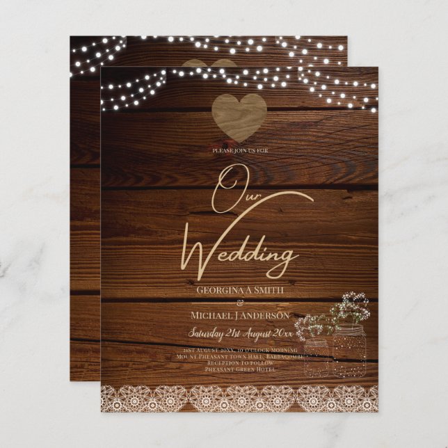 Lámina Rústica jarrones alumbran a gypsophilia BODA (Anverso / Reverso)