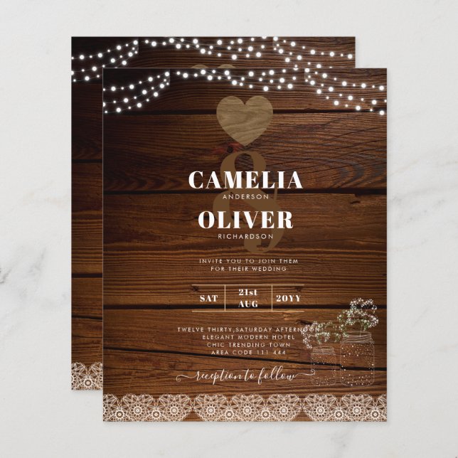 Lámina Rústica jarrones alumbran a gypsophilia BODA (Anverso / Reverso)