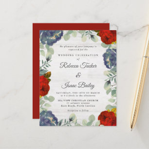 Lámina Rústica vegetación Boda de presupuesto Floral Azul