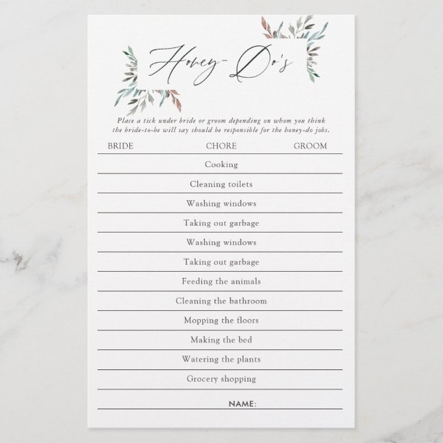 Lámina Rústica vegetación invierno ducha de novia juego d (Anverso)