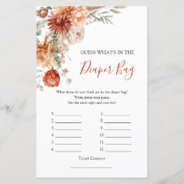 Lámina Rústico Baby Shower de flores silvestres en bolsa 