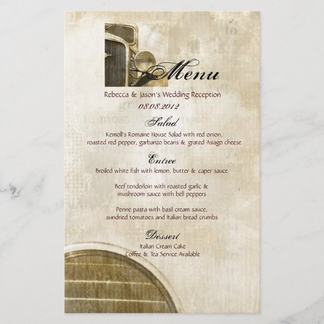 Lámina Rústico Camión Boda de Granja Rural Occidental (Anverso)