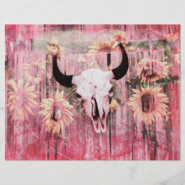 Lámina Rústico cráneo de toro occidental girasol amarillo