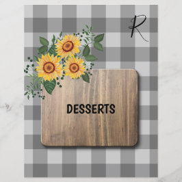 Lámina Rústico gingham girasoles organizador de la receta