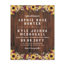 Rústico Girasol Grano De Madera 2 En 1 Boda Presup