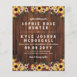 Lámina Rústico Girasol Grano De Madera 2 En 1 Boda Presup