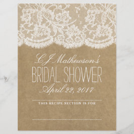 Lámina Rústico Kraft & Lace Bridal Shower Recipe Dividers