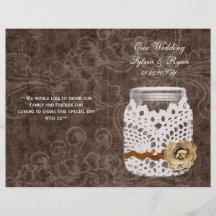 Rústico Lace Wraped Mason Jar Boda