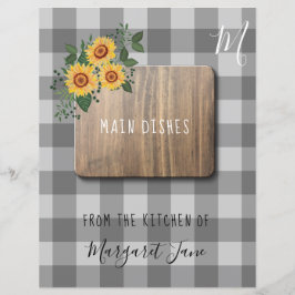 Lámina Rústico organizador de recetas de una granja flora