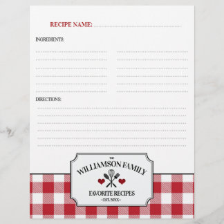 Lámina Rústico País Cocina Familia Receta Binder Insertar