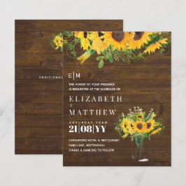 Lámina Rústico presupuesto de Boda con tema de girasol