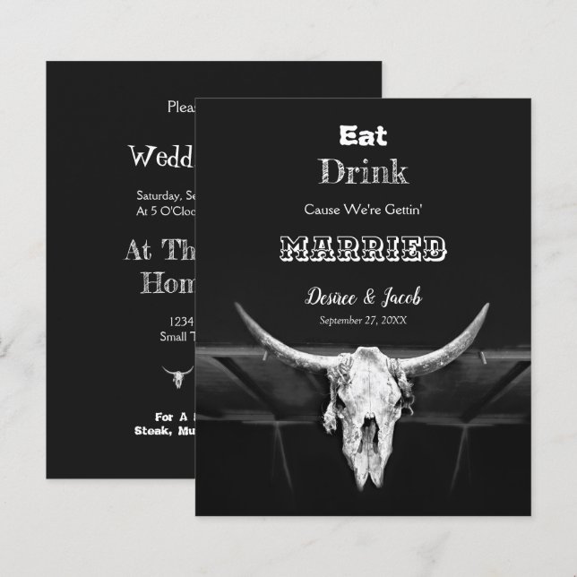 Lámina Rústico presupuesto negro Comer bebida casada Bull (Anverso / Reverso)