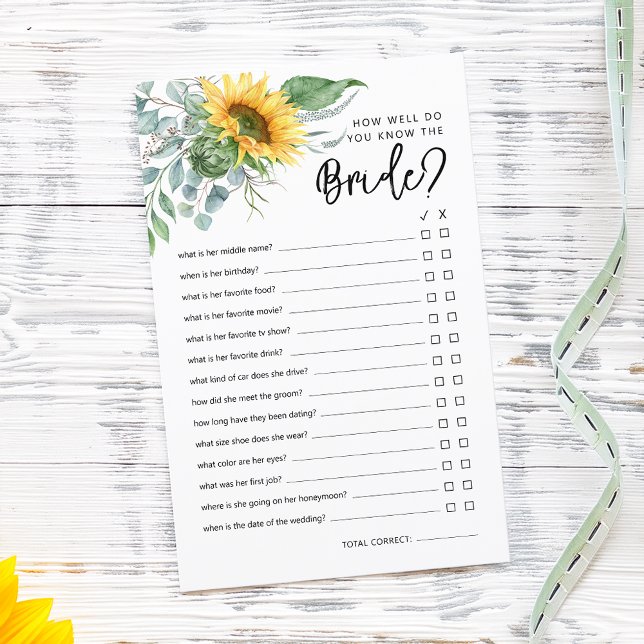 Lámina Rústico ¿Qué Tan Bien Conoce El Juego De La Ducha  (Rustic How Well Do You Know The Bride Shower Game)