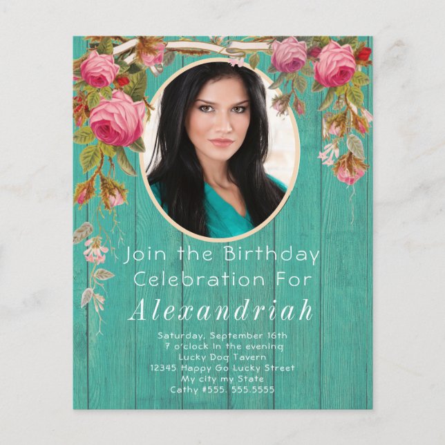 Lámina Rústico Rosa Rosa Verde azulado Azul Barn Madera C (Anverso)