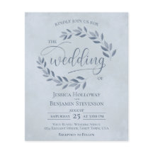 Rutic Leaves Dusty Blue BUDGET Wedding Invitado